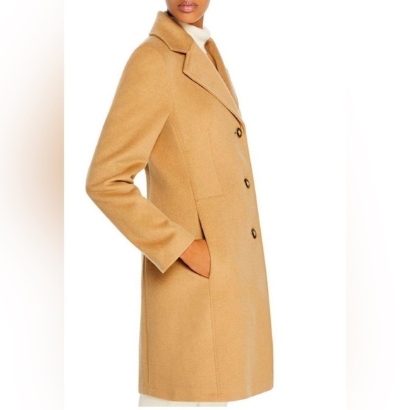 NWT Calvin Klein Classic Single Breasted Wool Cashmere Coat in Camel - Picture 3 of 15